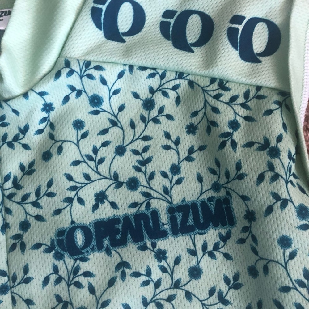 Pearl Izumi Lightweight Cycling Vest Sz. M Pocket Back Lime Green Navy Floral - Picture 7 of 7